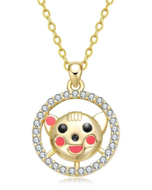 Rachel Glauber Metallic 14K Plated Cz Bear Pendant