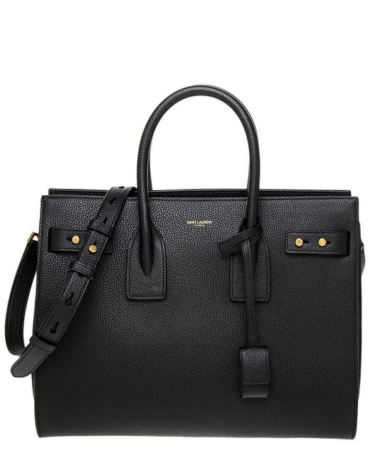 Saint Laurent Black Sac De Jour Leather Tote
