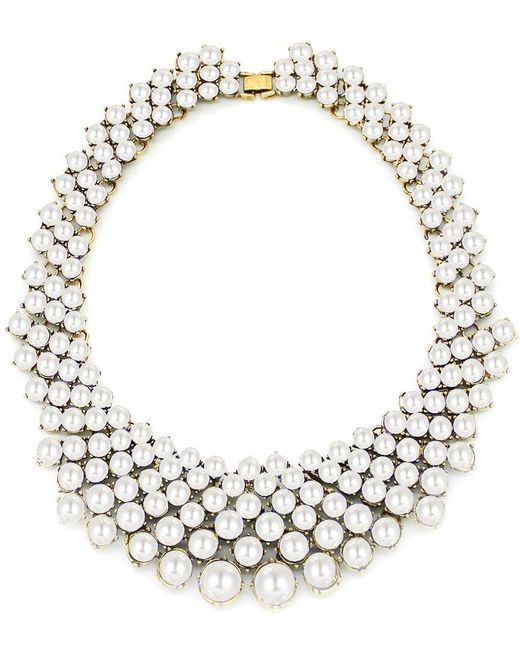Eye Candy LA Metallic Luxe Collection Glass Pearl Emma Collar Statement Necklace