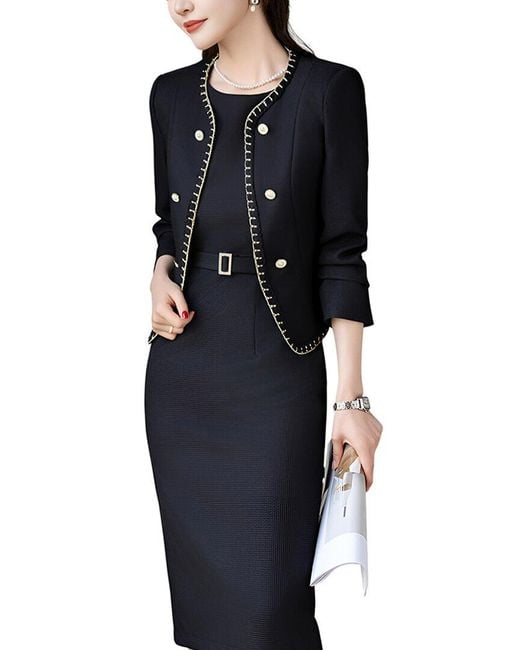 Linda Charm Black 2Pc Jacket & Dress Set