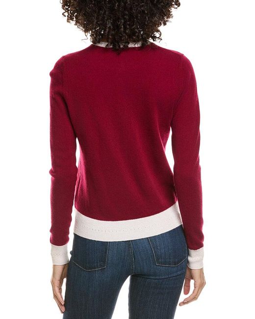 InCashmere Red Button Front Cashmere Cardigan