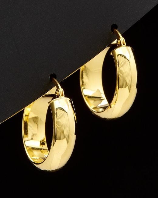 Italian Gold Black 14k D-shape Round Hoops