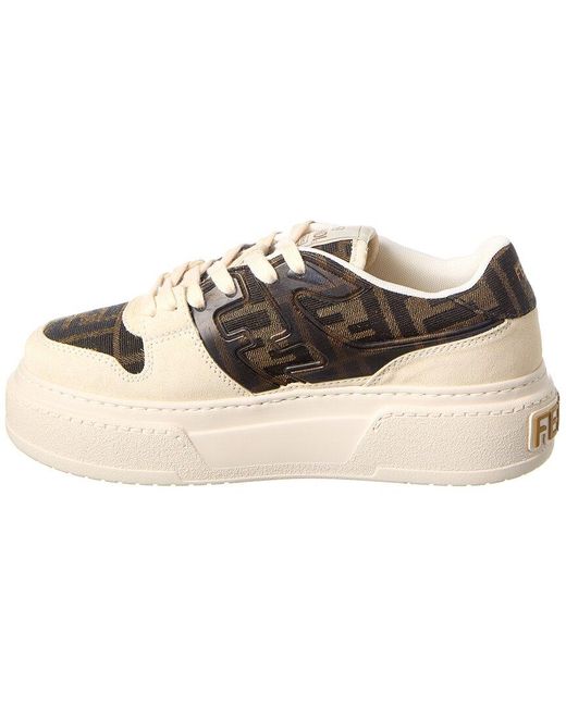 Fendi Metallic Match Ff Jacquard & Suede Platform Sneaker