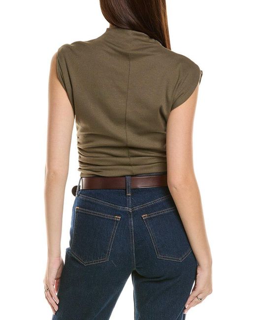 Michael Stars Green Soft Cotton Modal Blend Mock Neck Top
