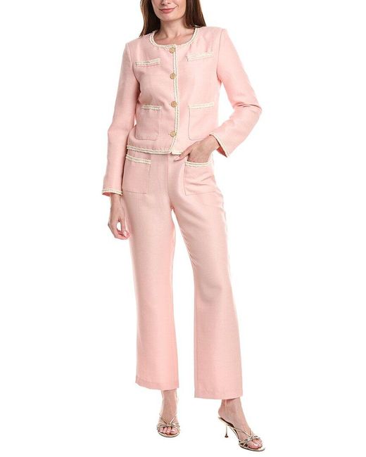 Pascale La Mode Pink 2Pc Jacket & Pant Suit