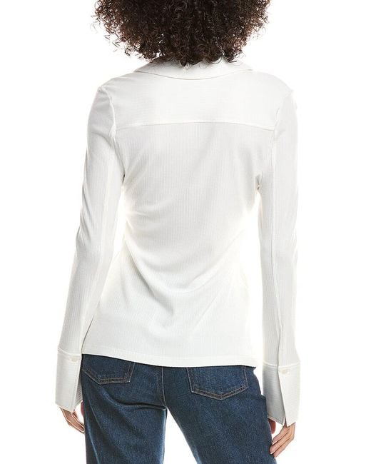 10 Crosby Derek Lam White Chandler Rib Button Down Top
