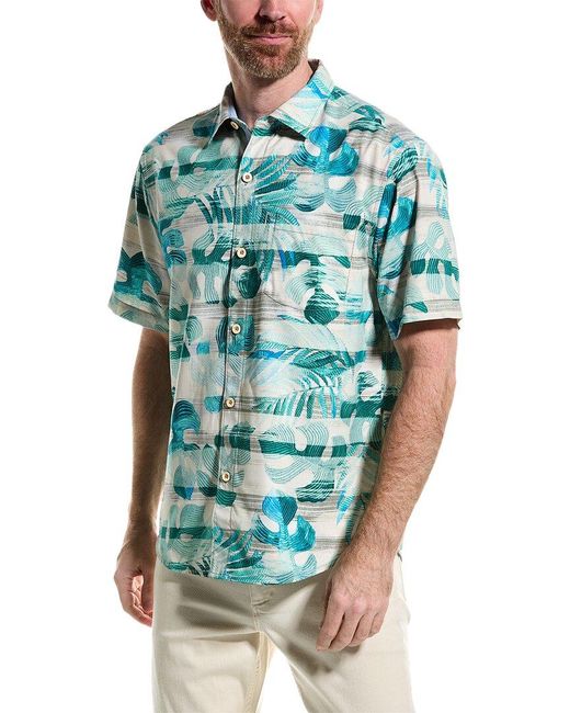Tommy Bahama Blue Monstera Tides Silk-blend Shirt for men