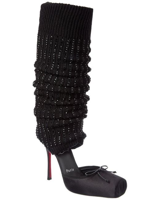 Christian Louboutin Black Cassia Annmac 100 Satin Satin Leg Warmer Pump
