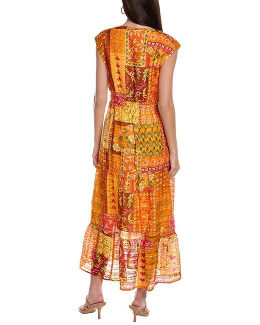 Marie Oliver Orange Indy Linen-blend Maxi Dress