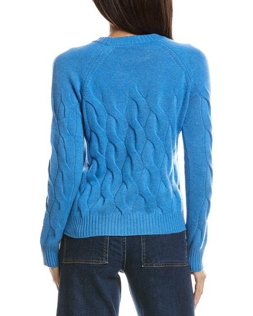 Forte Blue Wandering Cable Crewneck Cashmere Sweater