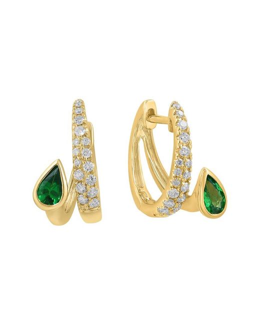 Effy Fine Jewelry Metallic 14K 0.70 Ct. Tw. Diamond & Tsavorite Earrings