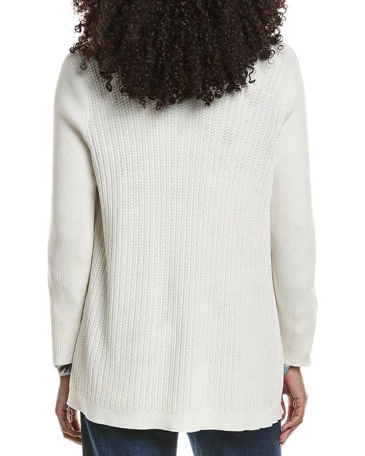 Anne Klein White Ribbed Front Cardigan