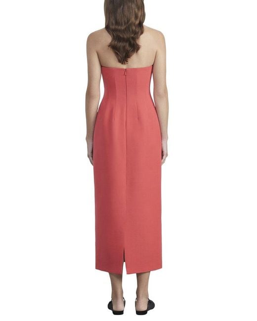 Lafayette 148 New York Red Fitted Strapless Wool & Silk-blend Corset Dress