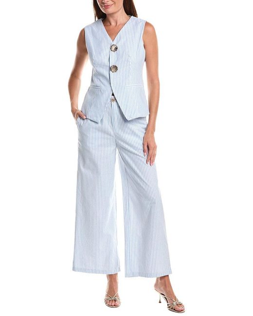 ANNA KAY Blue 2Pc Athens Striped Top & Pant Set