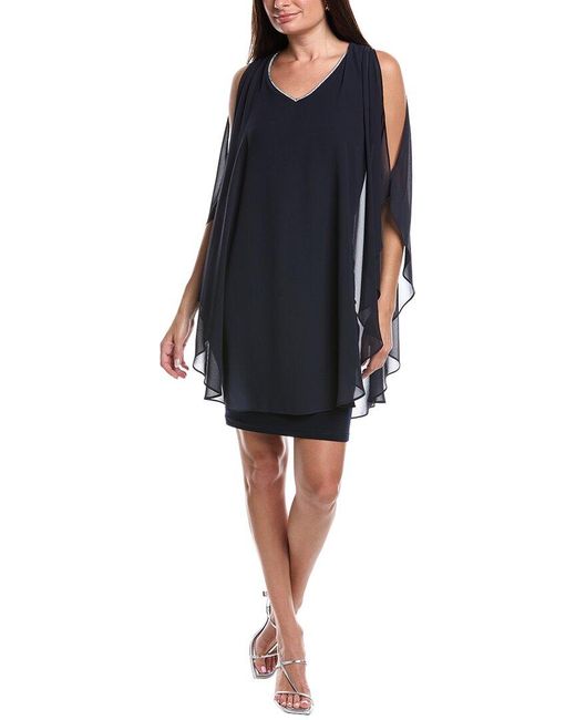 Joseph Ribkoff Blue Embellished Neckline Mini Dress