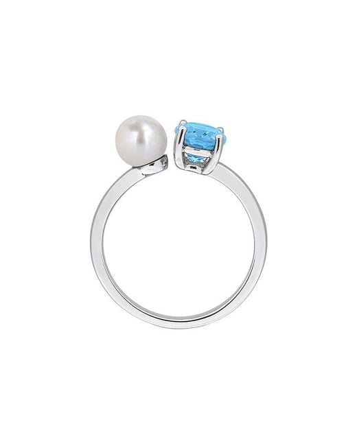Rina Limor Blue 1.50 Ct. Tw. Gemstone & -6Mm Pearl Ring