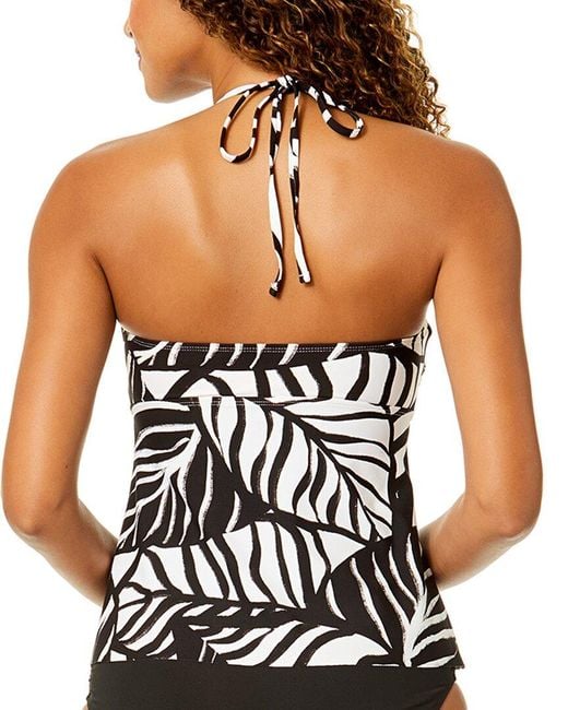 Anne Cole Black Drape Front Tie Back Neck Tankini
