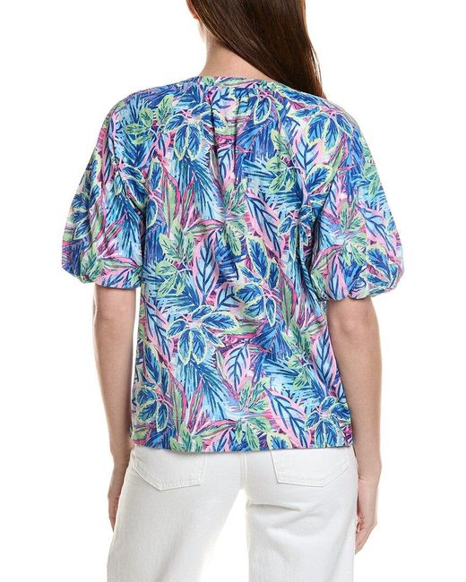 Tommy Bahama Blue Frond Grove Puff Sleeve Top