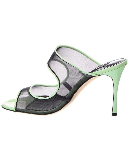 Sergio Rossi Blue Godiva 90 Mesh & Patent Sandal