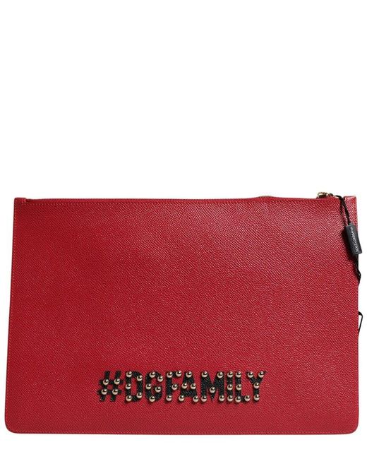 Dolce & Gabbana Red Leather Clutch