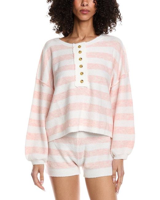 Vintage Havana White Striped Henley Sweater
