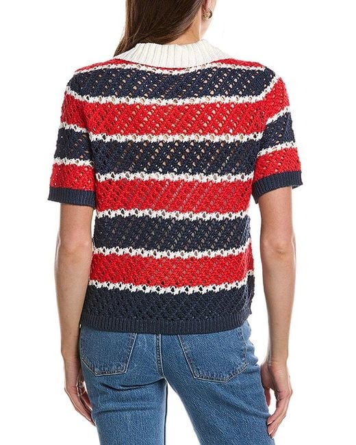 Design History Red Striped Polo Sweater