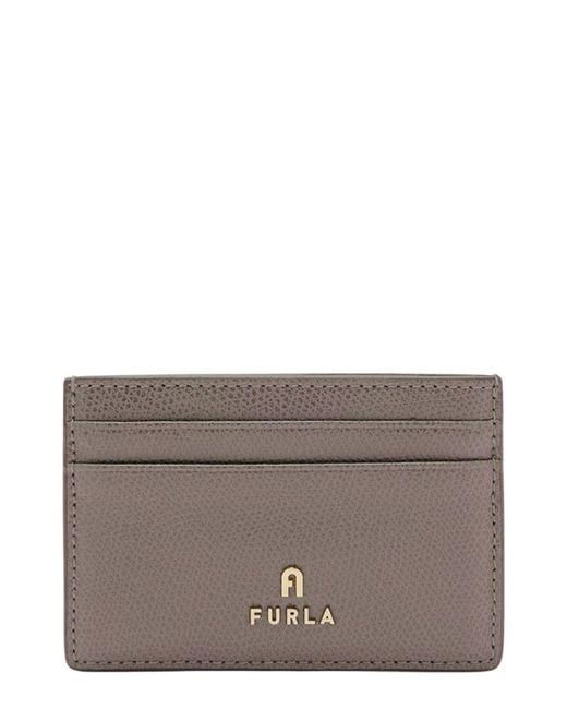 Furla Gray Camelia Leather Card Case