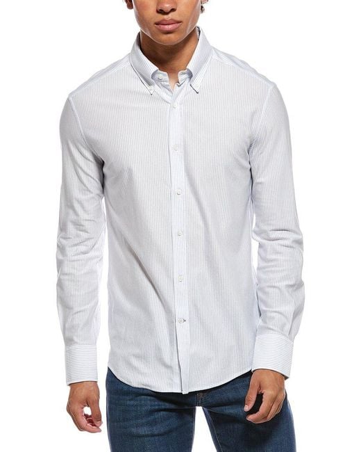 Brunello Cucinelli White Striped Shirt for men