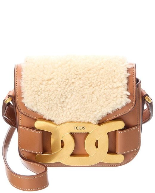 Tod's Natural Shearling & Leather Shoulder Bag