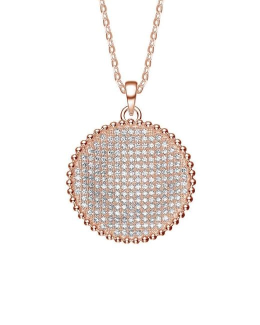 Genevive Jewelry Metallic 18k Rose Gold Plated Cz Pendant