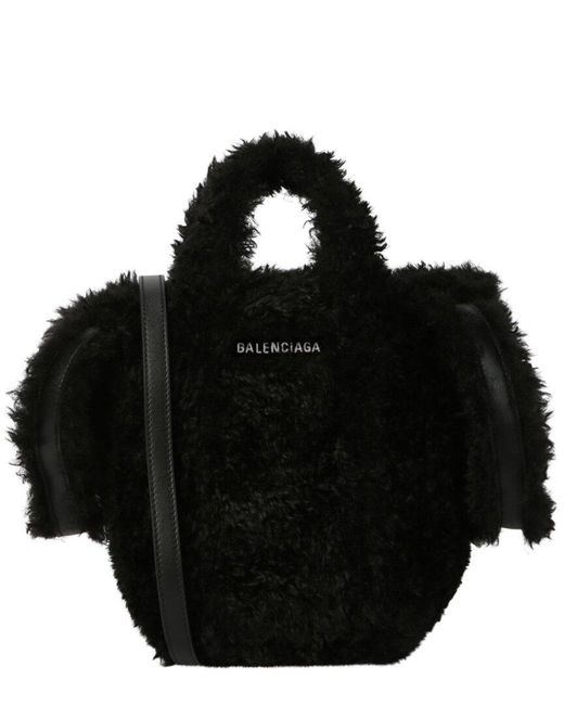 Balenciaga Black Everyday 2.0 Xs North-South Faux-Fur Tote