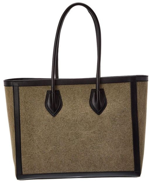 Balmain Black Logo Canvas & Leather Tote