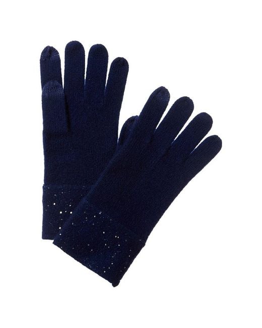 Sofiacashmere Blue Sequin Cashmere Gloves