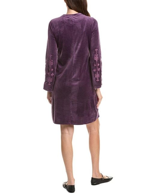 Johnny Was Purple Bounce Velour Kimono Sleeve Mini Dress