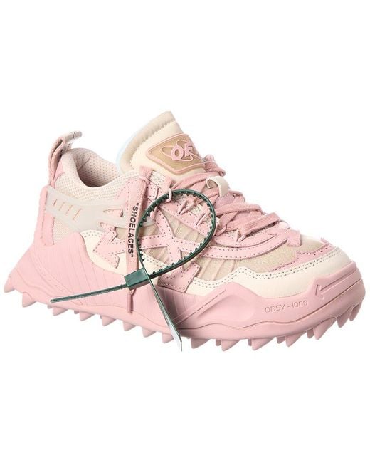 Off White c o Virgil Abloh Odsy 100 Leather Mesh Sneaker in Pink