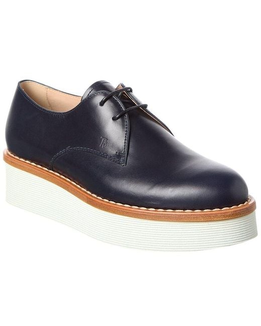 Tod's Blue Leather Platform Oxford