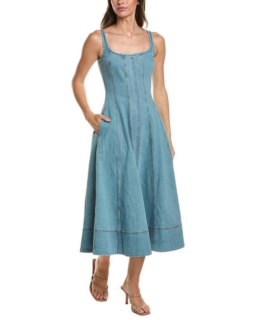 Toccin Blue Tia Sculpted Midi Dress