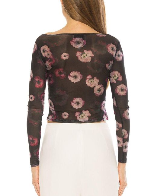 Alexia Admor Gray Opal Boatneck Sheer Mesh Top