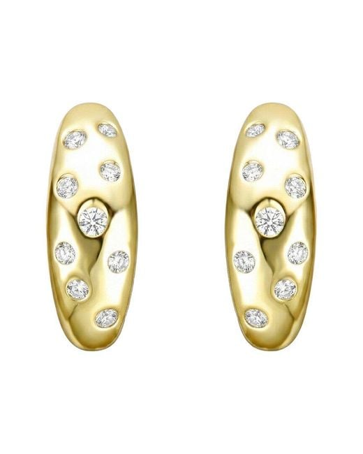 Genevive Jewelry Metallic Rachel Glauber 14K Plated Cz Hoop Earrings