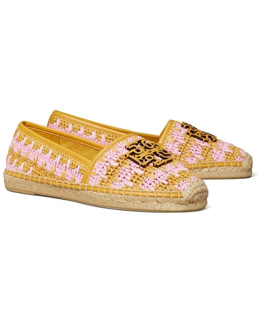 Tory Burch Multicolor Cut-Out Logo Raffia & Leather Espadrille