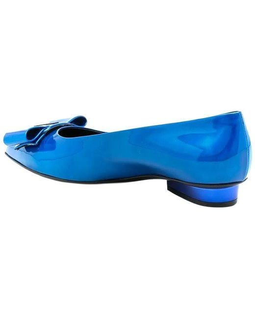 Ferragamo Blue Viva Leather Ballet Flat