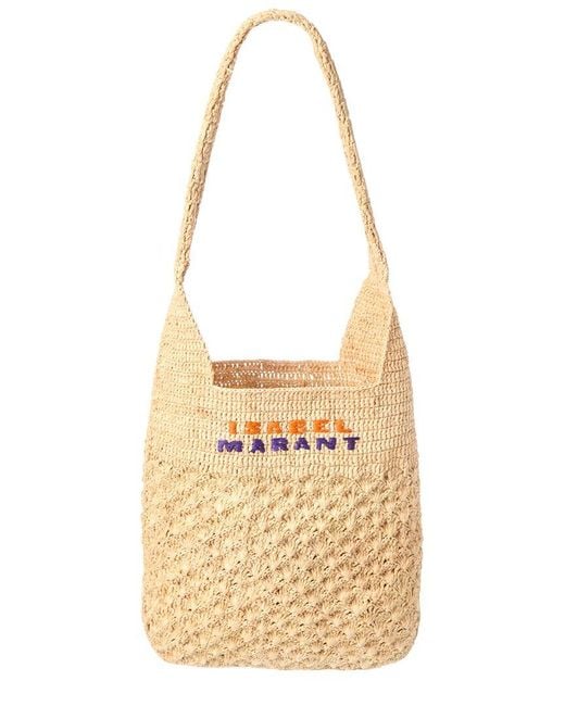 Isabel Marant Metallic Logo Raffia Tote
