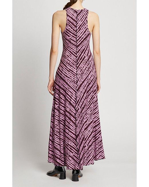 Proenza Schouler Purple Diagonal Stripe Sleeveless Jersey Dress