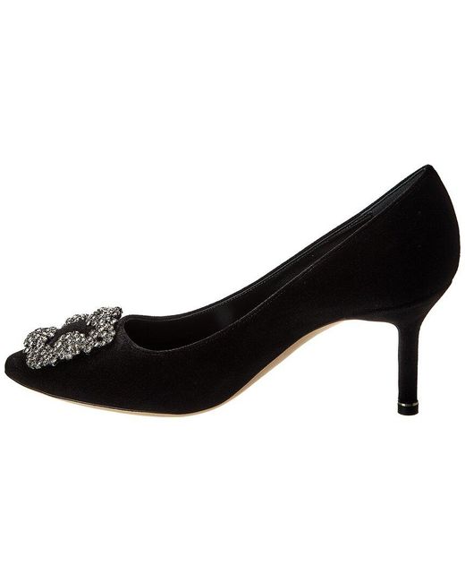 Manolo Blahnik Black Hangisi 70 Velvet Pump
