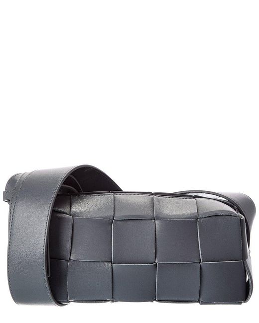 Bottega Veneta Gray Brick Cassette Small Maxi Intrecciato Leather Shoulder Bag
