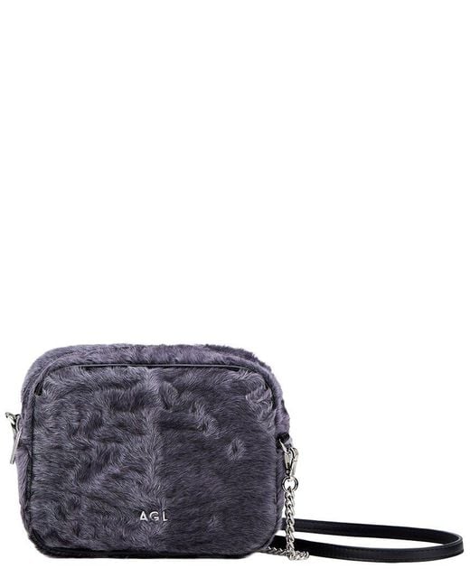 Agl Attilio Giusti Leombruni Gray Symon Lapin & Lambskin Clutch