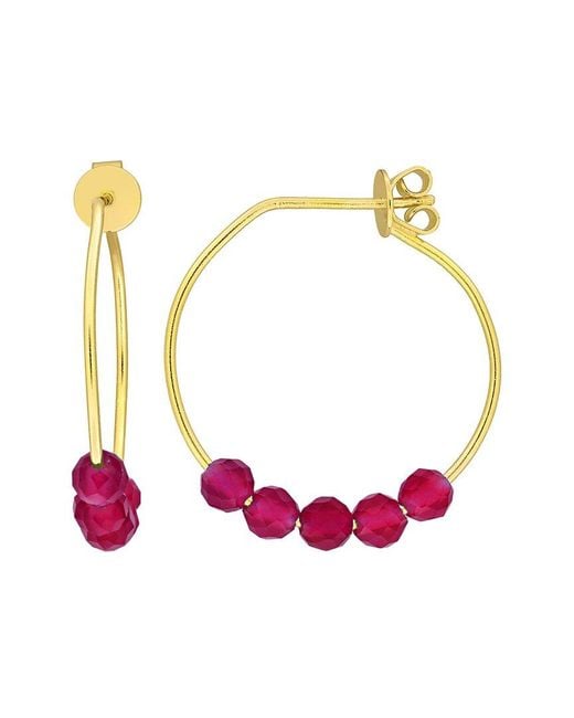 Rina Limor Pink 0.45 Ct. Tw. Lab-Grown Created Ruby Hoop Earrings