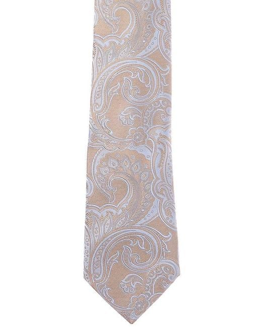 Etro White Paisley Silk Tie for men