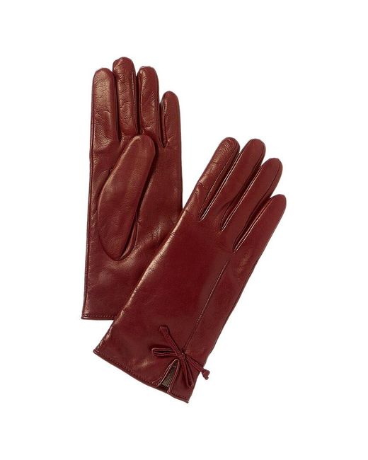 Portolano Red Basic Cashmere-lined Leather Gloves
