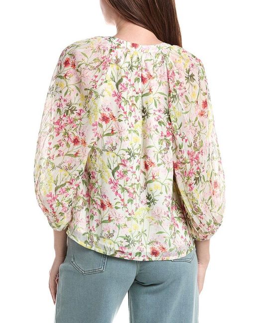 Vince Camuto Natural Button Up Blouse W Pleated Rag